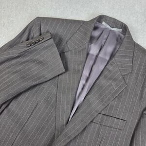 Hickey Freeman 40R Worsted Wool Dark Gray Pinstripe Suit Coat Loro Piana
